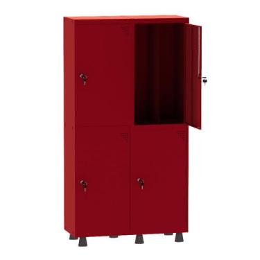 Imagem de Armário Guarda Volume Locker Roupeiro Insalubre 2 Vãos 04 Portas GRP50