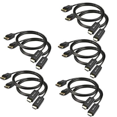 Imagem de Cabo de porta de exibição (DP) para HDMI 1,8 m, pacote com 10, adaptador de cabo UKYEE DisplayPort para HDMI, conversor de cabo macho para macho de 1,8 m para PCs para HDTV, monitor, projetor com