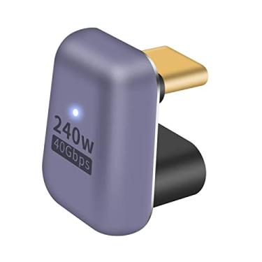 Imagem de Poyiccot Adaptador USB C de 180 graus 240W, 40Gbps e vídeo 8K em forma de U USB C macho para fêmea conector adaptador extensor compatível com laptop, MacBook Thunderbolt 4/3, pacote com 1