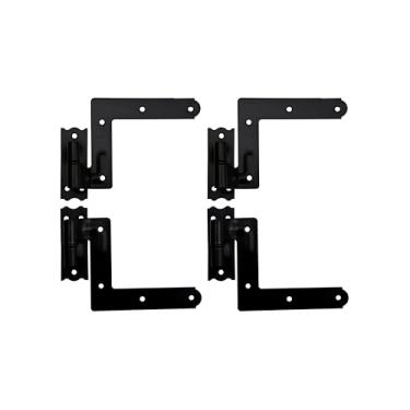 Imagem de Dobradiça de obturador de aço QCAA para moldura e tijolo de madeira, 3,8 cm, preta, pacote com 4 (2 pares), feita em Taiwan