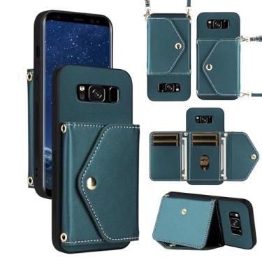 Imagem de Dswteny Capa carteira para Samsung Galaxy S8 Plus com alça de pulso, alça de ombro, suporte de cartão de crédito de couro PU, acessórios para celular para S8plus S 8 8plus 8S Edge S8+ SM-G955U