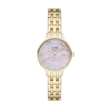Imagem de Skagen Relógio feminino Anita Lille de aço inoxidável dourado com três ponteiros, Dourado