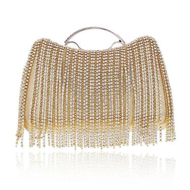 Imagem de Adoptfade Bolsas femininas de strass rígidas para festa de casamento à noite, douradas, Dourado