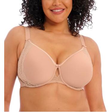 Imagem de Elomi Camiseta feminina Charley com renda floral, tecido espaçador respirável, detalhe de malha diamante. Sutiãs Dd+, Fawn, 40HH