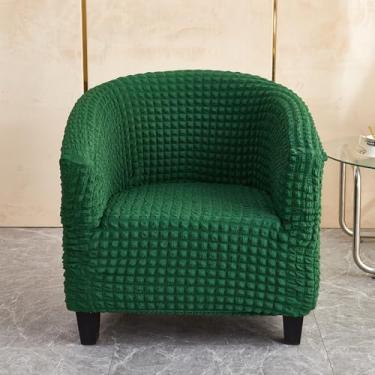 Imagem de WMLTZFUS Capa de cadeira de sofá antiderrapante à prova de poeira capas de cadeira de café capas de assento de fio de bolhas elásticas - verde 02||tamanho regular