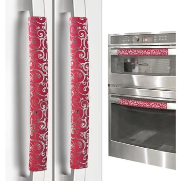 Imagem de Capas de maçaneta de porta de geladeira, conjunto de 4, capas antiderrapantes para maçanetas de geladeira, capas de maçaneta de eletrodomésticos laváveis, mantenha sua cozinha limpa, protetor de alça