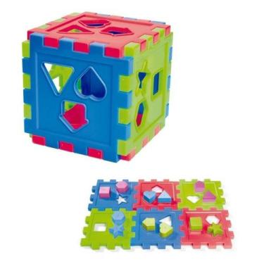 Imagem de Brinquedo Cubo de Encaixe Didático Colorido Com Blocos De Encaixar 15c