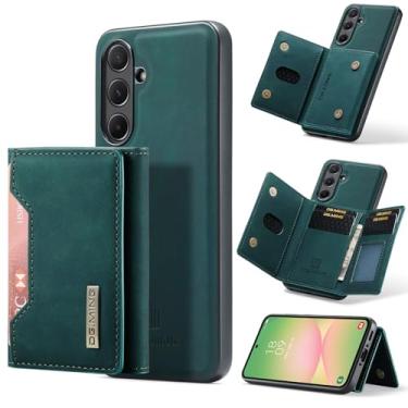 Imagem de Capa carteira de couro magnética destacável 2 em 1 para Samsung A56 5G, 8 compartimentos para cartão, recurso de suporte, TPU à prova de choque e capa de telefone de couro premium (verde)