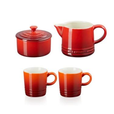 Imagem de Kit creme e açúcar + 2 canecas 100ml le creuset vermelho cayenne
