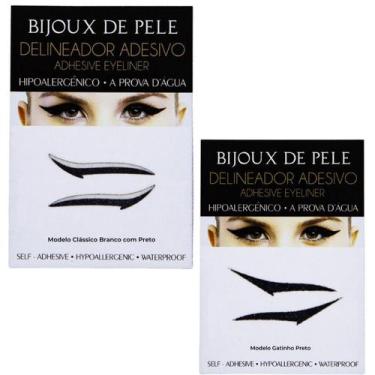Imagem de Delineador Adesivo 1 par Preto Branco e 1 par Gatinho preto - BIJOUX D