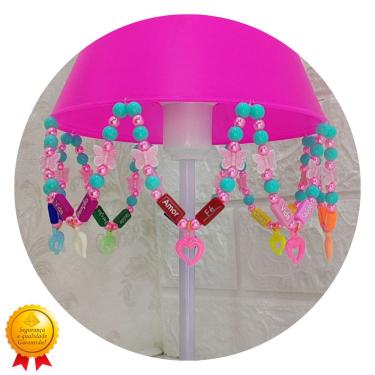 Imagem de Luminária Infantil Abajur para Mesa de Cabeceira Decoração Quarto de Bebê Menina Rosa Pink 17x30cm