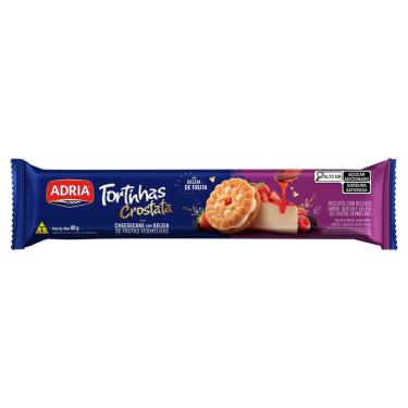Imagem de BISCOITO COM RECHEIO CHEESECAKE QUEIJO COM GELEIA DE FRUTAS VERMELHAS ADRIA TORTINHAS CROSTATA PACOTE 80G
