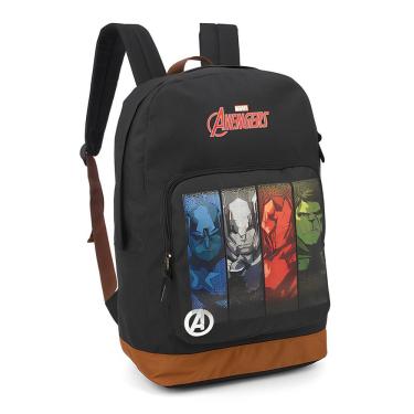 Imagem de Mochila Escolar Juvenil Masculina Avengers - Marrom