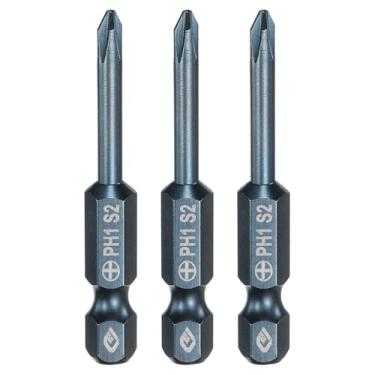Imagem de HARFINGTON 3 peças de chave de fenda Phillips número 1 PH1 haste sextavada de 1/10.2 cm (50 mm) de comprimento 0.4 cm Brocas magnéticas de cabeça cruzada S2 de aço para ferramentas elétricas, azul