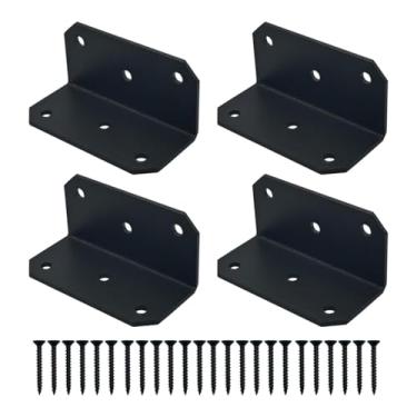Imagem de Kuntesetty Recreação de 90 graus Brace L Connector de canto de canto pesado para madeira de prateleira, 4 Conjunto