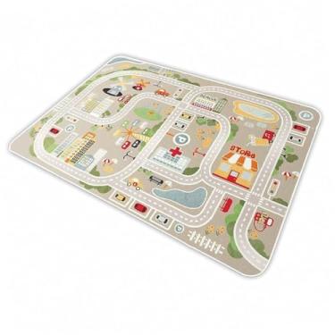 Imagem de Tapete infantil para carrinhos de brinquedo e trem, tapete de área de lazer com suporte de borracha, tapete divertido, presente ideal para quarto de bebê infantil (80 × 120 cm)