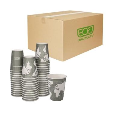 Imagem de Copos quentes isolados renováveis e compostáveis da Eco-Products, 350 ml, caixa com 600 | EP-BNHC12-WD | Feito de recursos renováveis e à base de plantas | Compostável BPI e ASTM | Uma alternativa verde, misturada