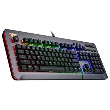 Imagem de Teclado para jogos em alumínio de titânio RGB Thermaltake Level 20 Switches Cherry MX Blue, RGB de 16,8 milhões de cores, 32 opções de zona de cores, Alexa Voice Control e compatível com Razer Chroma Sync, KB-LVT-BLSRUS-01
