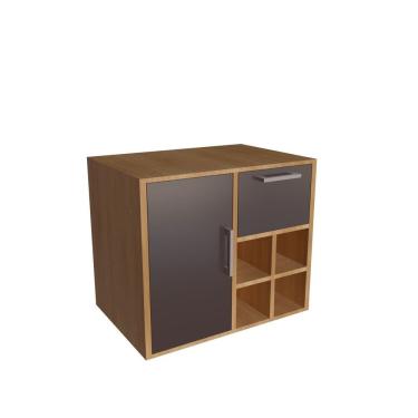 Imagem de Gabinete De Banheiro Suspenso 68cm 1 Porta 1 Gaveta E Nicho Aberto Sem Cuba Eduarda Mel-grafite