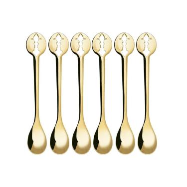 Imagem de Conjunto De 6 Colheres Café Banhado Ouro 24kl Kiss Bugatti