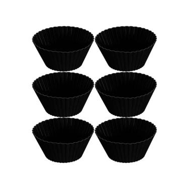 Imagem de Forma De Cupcake Silicone - 6 Unidades Preto