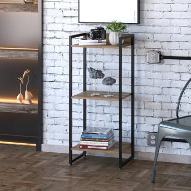 Imagem de Estante Para Livros Industrial Multiuso 3 Prateleiras 104x45cm Dynamica Yescasa Lamina Mel / Preto
