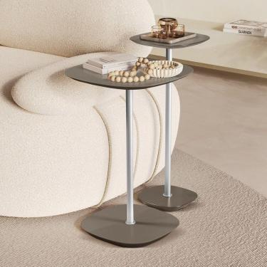 Imagem de Conjunto Mesa Lateral Florença Alta E Baixa - Lf 049 Concreto-cromado