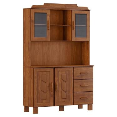 Imagem de Cristaleira 4 Portas 3 Gavetas Com Aplique 122 Cm 1279 Castanho Milani Store