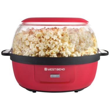 Imagem de Pipoqueira West Bend Stir Crazy Hot Oil Popcorn Popper, Máquina de Fazer Pipoca com Tigela de Servir Grande e Haste Misturadora,Vermelha