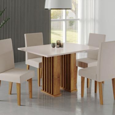 Imagem de Conjunto Sala de Jantar 4 Cadeiras Venus Mel /Blonde/ Pastel