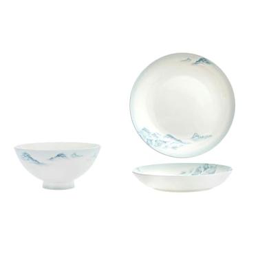 Imagem de Utensílios de mesa de cerâmica criativos requintados resistentes a altas temperaturas para uso doméstico - 4,5 tigelas de arroz 6 peças + 8 pratos de arroz 4 peças