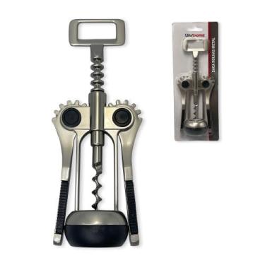 Imagem de Saca Rolhas em Aço Inox, 19cm x 7,5cm, Abridor de Vinho Profissional, Metal