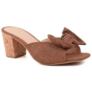 Imagem de Sandália Feminina Anabela Salto Médio Grosso - crômic femme, Marrom, 3