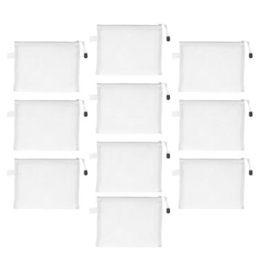 Imagem de TOPINCN Bolsas de Malha de Malha de 10pcs, Nylon A5 Tamanho de Documentos Claros Pastas de Organizador de Documentos, Sacolas de Armazenamento de Documentos Multiuso Transparentes para (WHITE)