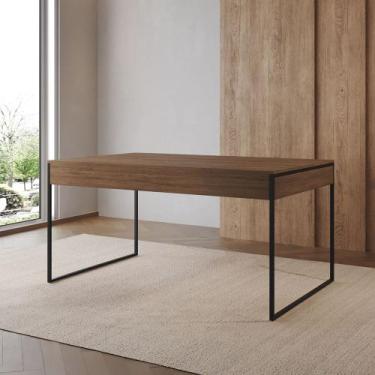 Imagem de Mesa Industrial Caixote Filadélfia Tampo 120x75 Amêndoa Base Ferro Pre