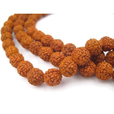 Imagem de Mix Magic Mart 5 Mukhi Rudraksha Mala 108 contas (10 mm) com Rudraksha Poderoso Rudraksha Mala para vibrações positivas, meditação, Mantra Japa Mala, Shiv Blessings