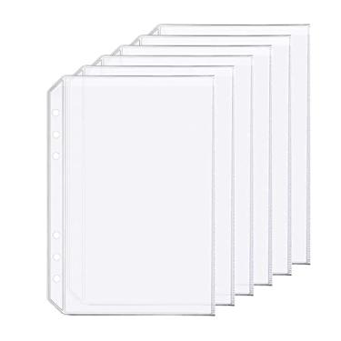 Imagem de Pacote com 6 compartimentos para fichário A5, 6 furos, pastas de plástico à prova d'água, 6 furos para bilhete de recibo (bolso, A5)