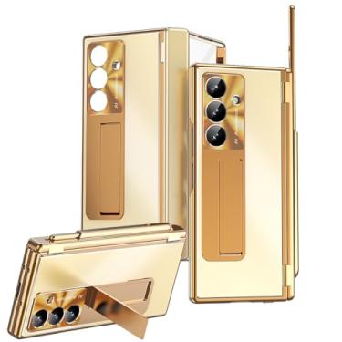 Imagem de Capa Z Fold 7/6/5 5G de liga de alumínio para Samsung Galaxy Z Fold 7 5 4 3, suporte de metal com protetor de tela de vidro embutido, uma caneta, 2 dobradiças, capa protetora para câmera (dobrável 5