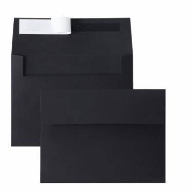 Imagem de Keketer Envelopes A2 pretos imprimíveis pacote com 80 selos, para cartões de 12 x 17 cm, casamentos, convites, chá de bebê, 10 x 14 cm