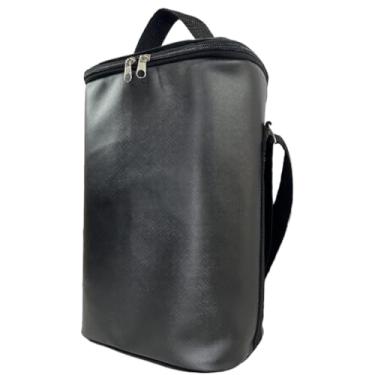 Imagem de Bolsa Porta Vinho Térmica Suporta 6kg Porta 2 Garrafas E Taças De Vinho(PRETO LISO)