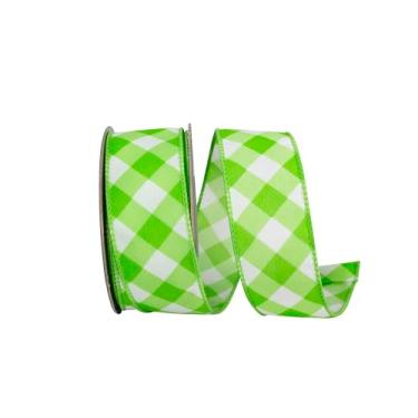 Imagem de Reliant Ribbon Fita de borda com fio impressa com verificação de linha diagonal, limão