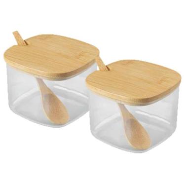 Imagem de Kit 2 Açucareiro Sense Tampa De Bambu 200ml Transparente - Ou