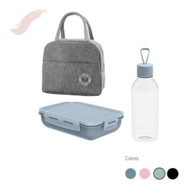 Imagem de Kit de Bolsa De Almoço Térmica com Marmita Hermética E Garrafa D'água 