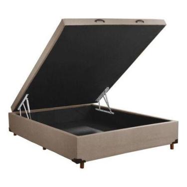 Imagem de Base Box Com Bau De Casal 1,38 So1clique, Linho bege