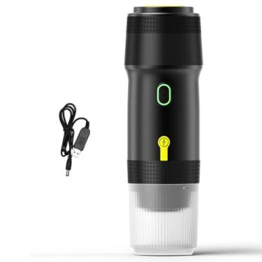 Imagem de Mãe portátil de cafeteira elétrica sem fio 3 em 1 mini -café com carregamento USB para viagens de carro em casa Trabalho com cápsula Coffee de café Cold Brew aquecimento de 120 ml (Preto)