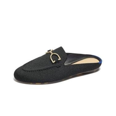 Imagem de Rothy's Sapato feminino sem cadarço The Double Bit Loafer Mule, bico arredondado, lavável na máquina, Preto, 40
