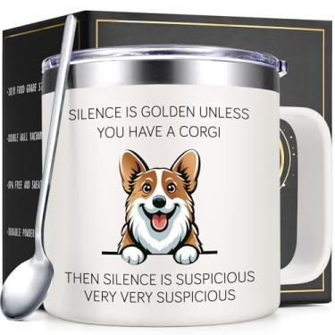 Imagem de Lifecapido Corgi Gifts for Corgi Lovers, Silence is Golden Unless You Have A Corgi 400 ml Caneca de Café, Presentes para Amantes de Cachorros, Presentes de Mãe de Cachorro, Presentes de Natal de