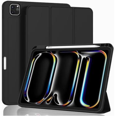 Imagem de Capa Case PREMIUM Anti Impacto com função sleep e suporte para Apple Pencil - compatível com iPad Pro 13 Polegadas 2024 M4 (Preto)