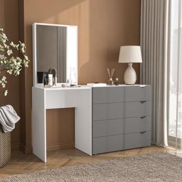Imagem de Cômoda Penteadeira 4 Gavetas com Espelho Porto