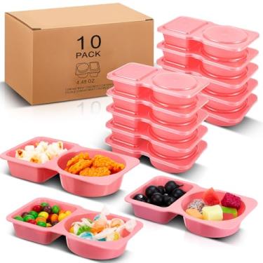 Imagem de Blushtier 10 recipientes de condimento com compartimento duplo de 142 g, recipientes reutilizáveis para lanches com tampas, pequeno lanche e recipiente de molho para controle de porção de molho para